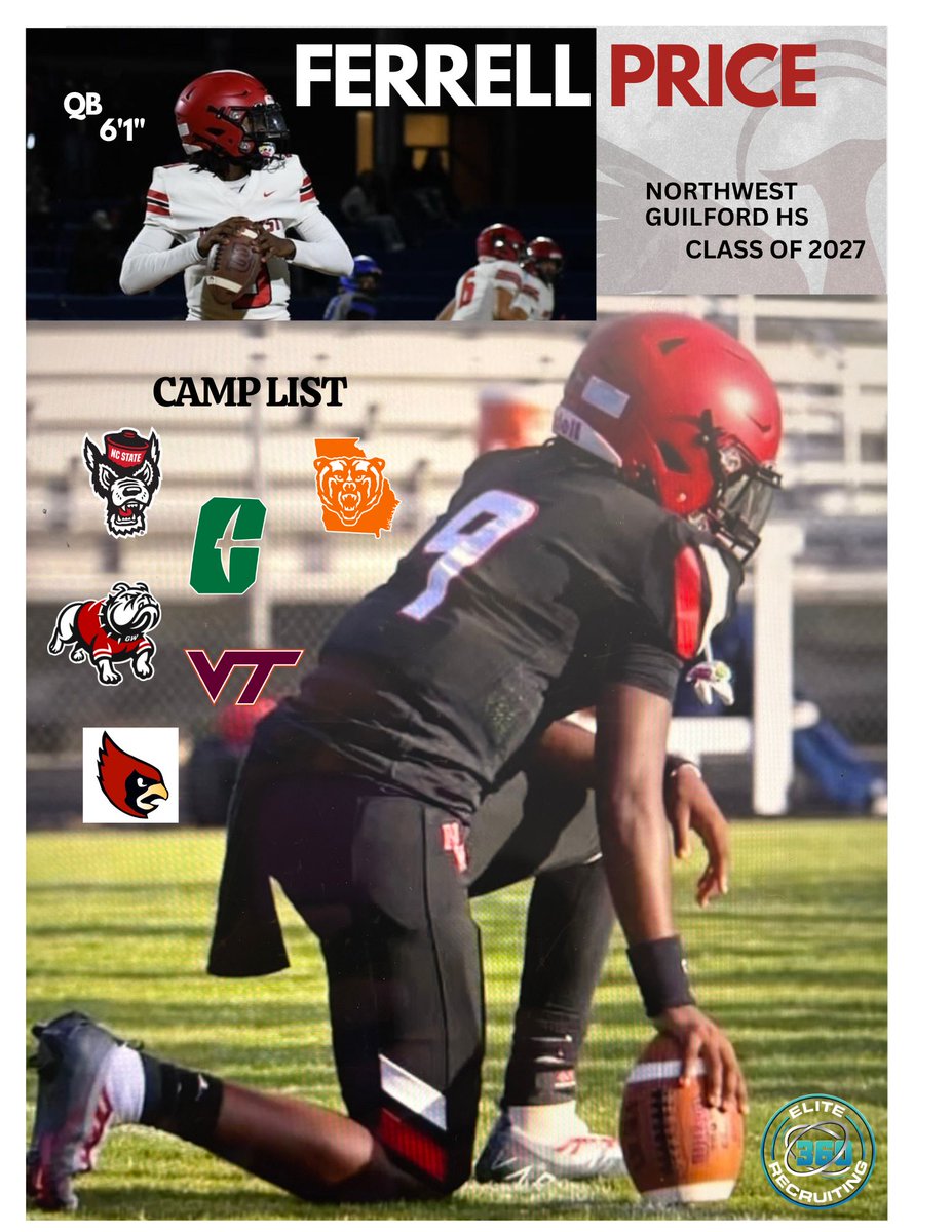 Official Camp list for this summer. I'm ready to compete. It's showtime! <a href="/elite360recruit/">ELITE 360 Recruiting</a> <a href="/nwfootball/">NorthWest Football</a> <a href="/TheSniperSchool/">Ray Isaac</a> <a href="/PhillipsDerrien/">Derrien Phillips</a> <a href="/chrisrusiewicz/">Chris Rusiewicz</a> 
📌 6/1 Catholic University "Best of the Best Mega Camp
📌 6/3 Mercer University
📌 6/7 Gardner Webb <a href="/GWUFootball/">Gardner-Webb Football</a>