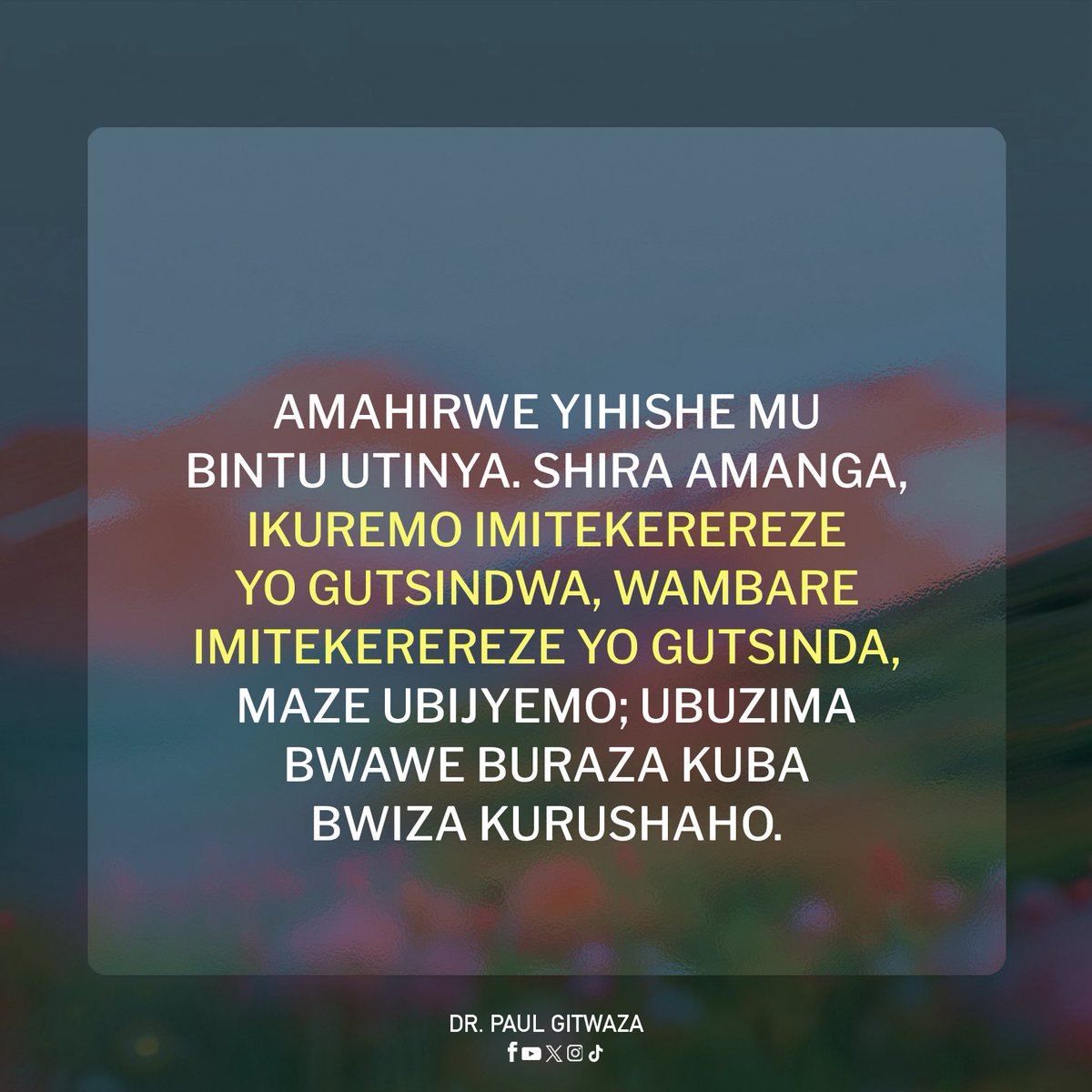 PaulGitwaza's tweet photo. May the Lord give you a conquering mindset so that you may possess your inheritance in Jesus’ name.#Numbers 14:24

Uwiteka aguhe imitekerereze y’ubutsinzi kugirango ufate gakondo yawe mu izina rya Yesu.#Kubara 14:24. https://t.co/LlggJGSZZG