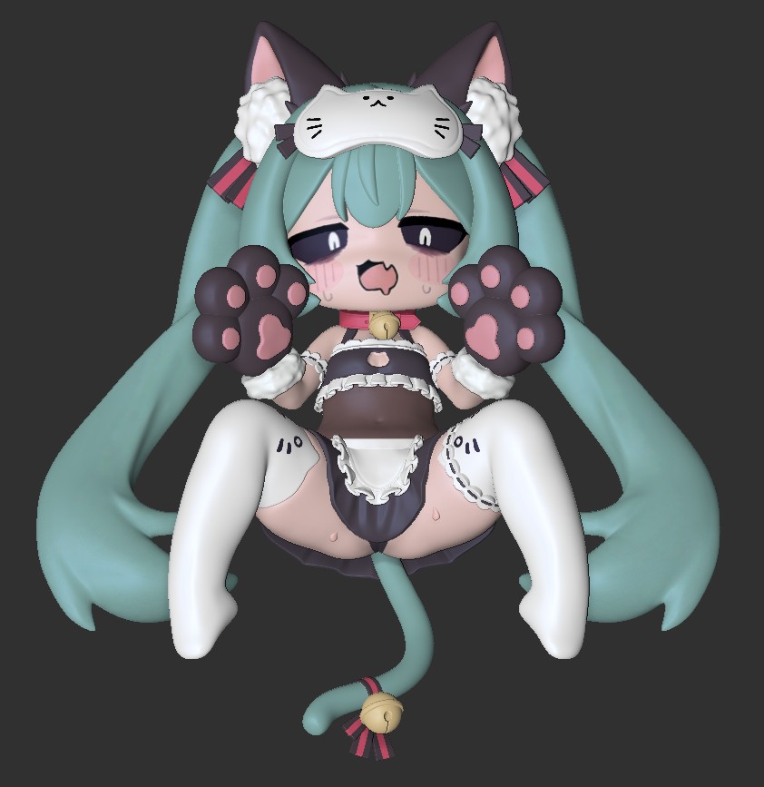 F7_3DStudio's tweet photo. Vket展覽案件還在努力製作中，
晚點再分享製作進度，
發一張年初做的UNO雌小鬼初音Zbrush截圖，
等Vket忙完再渲染:))

#39neko #HatsuneMikuArt #Zbrush https://t.co/wNqURklzXZ