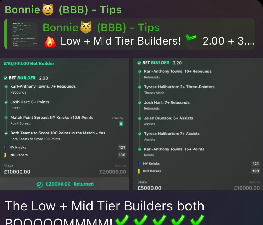 FredoTipping's tweet photo. BOOOOOOOOOOM BOOOOOOOOM BOOOOOOOOOOM !!🙀😻

OUR 97/1 NBA BUILDER IS A WINNERRR ! ✅✅✅

LOW TIER, MID TIER + LONGSHOT BUILDERS ALL LAND😸🔥

WE’LL BE SPLITTING £1,000.00 BETWEEN 4 PEOPLE WHO SIMPLY LIKE AND RETWEET THIS POST!💷❤️

A GREAT NIGHT TO ADD TO THE BOOKS!😎(see below) https://t.co/XZnywTlrYF