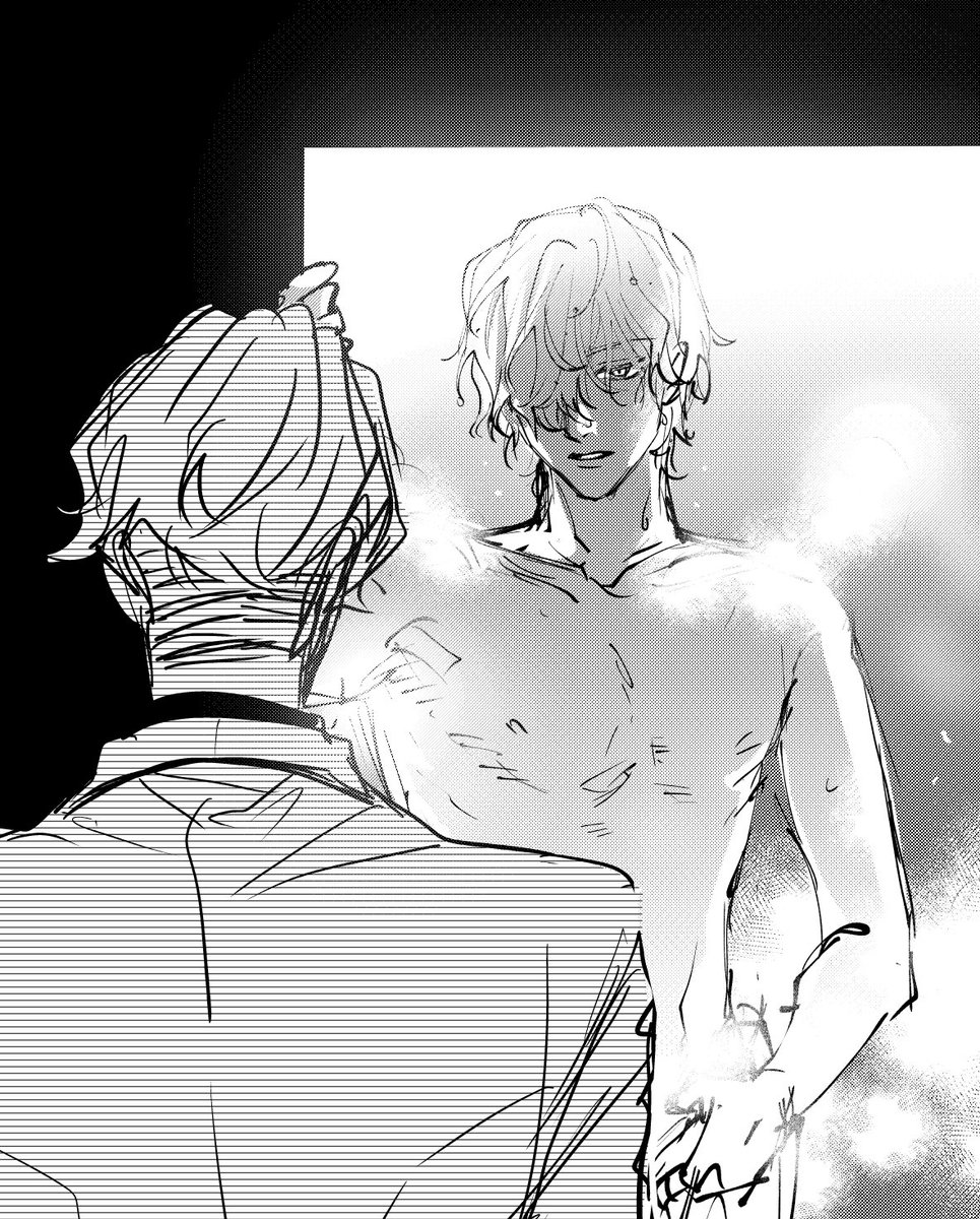 友達が「シロウズが風呂上がりバッタリしたら天パシャアの可能性あるか」って(シロウズ)シャアシャリ描いてくれた…😭🙏
風呂上がりｼﾛｳｽﾞくんをみんな…描くんだ…