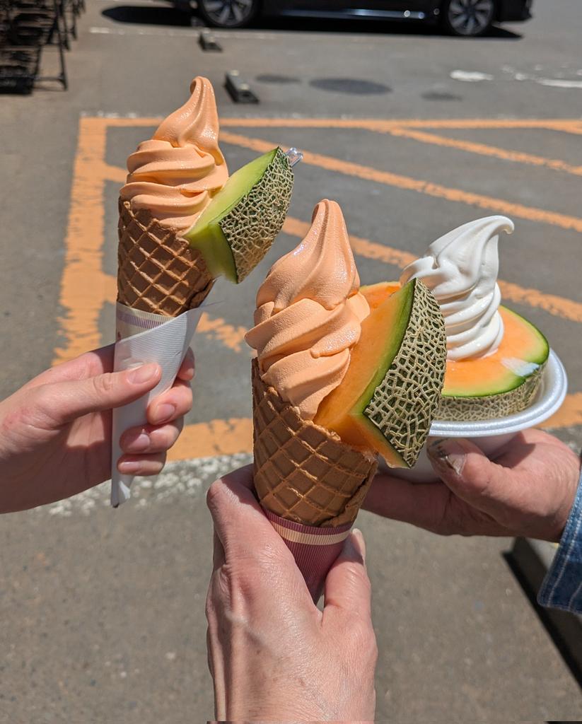sala_piko's tweet photo. 今年2回目
メロンソフトクリーム🍈🍦 https://t.co/j4ZNbHdKGb