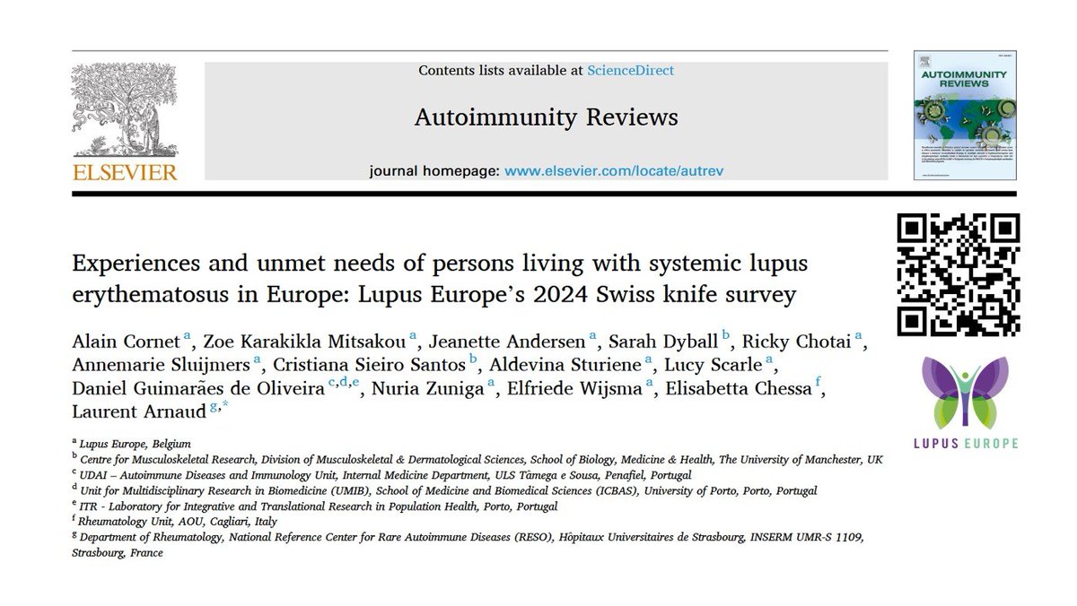 Laurent ARNAUD (@lupusreference) on Twitter photo ✅ Check this very important study about the #burden of #lupus 🦋 according to the #patient perspective 🏥 <a href="/LupusEurope/">Lupus Europe</a> reports on the most neglected #SLE manifestations, disease #burden, frequency of #flare, satisfaction with #treatment
OPENACCESS at: authors.elsevier.com/a/1l9h%7E5alwY… ✅ Check this very important study about the #burden of #lupus 🦋 according to the #patient perspective 🏥 <a href="/LupusEurope/">Lupus Europe</a> reports on the most neglected #SLE manifestations, disease #burden, frequency of #flare, satisfaction with #treatment
OPENACCESS at: authors.elsevier.com/a/1l9h%7E5alwY…