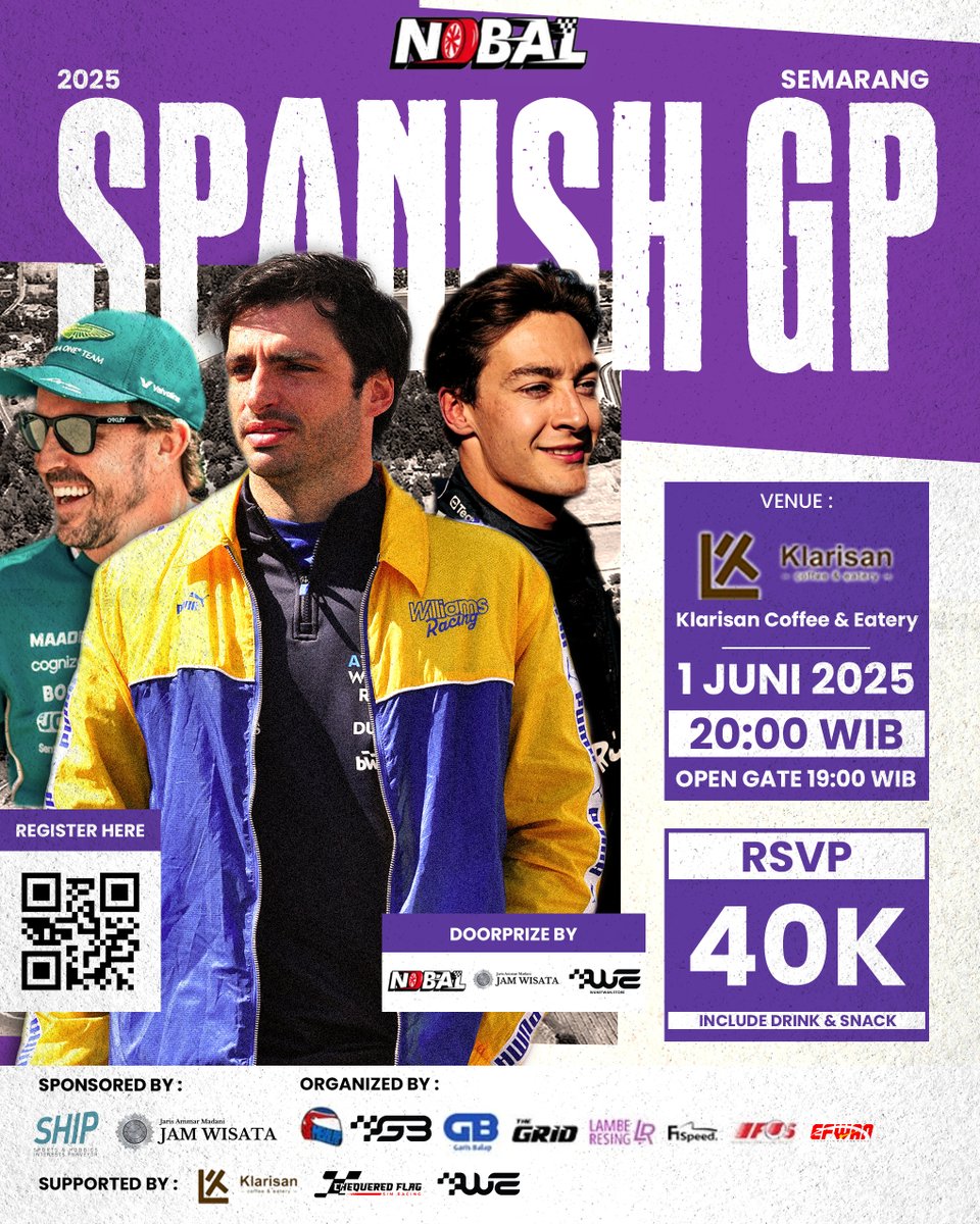 BINGUNG MAU NGAPAIN LONG WEEKEND NANTI? YUK DATENG KE NOBAL SPANISH GP!

Sobat yang ada di Jakarta, Malang, Jogja, dan Semarang, yuk mari kembali ikutan Nobal di hari Minggu nanti. Ada <a href="/gussbagus_f1/">gussbagus F1</a> juga loh guys!

Gas RSVP di linktr.ee/nobalf1. Tapi ada 1 kota lagi nih...