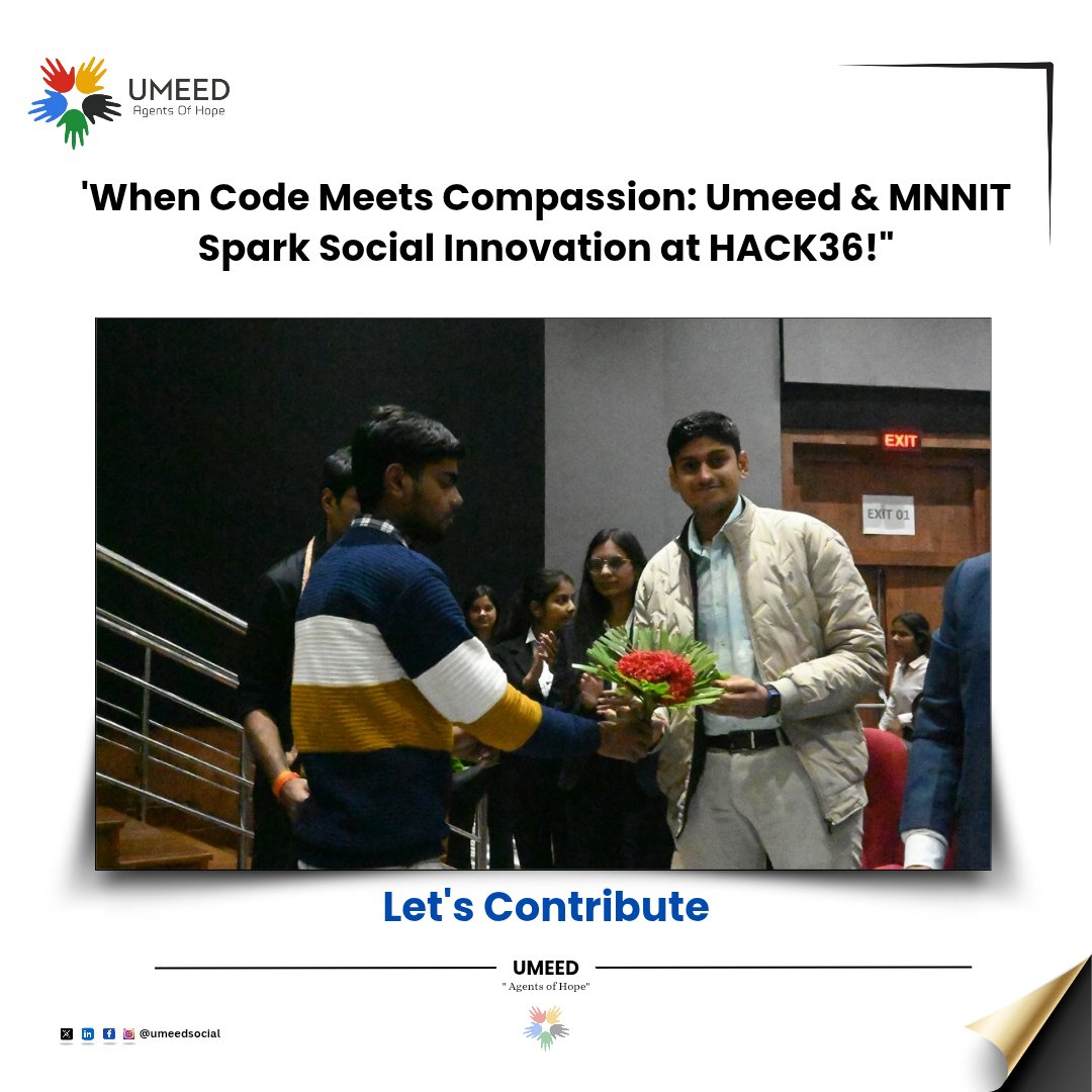 umeed_social's tweet image. We’re delighted to announce that Umeed Social and Economic Development (Umeed) partnered with MNNIT Prayagraj for HACK36—the annual national-level hackathon organized by the Computer Coding Club (CC) of MNNIT Allahabad!

#UmeedFoundation #HACK36 #MNNITPrayagraj #Hackathon