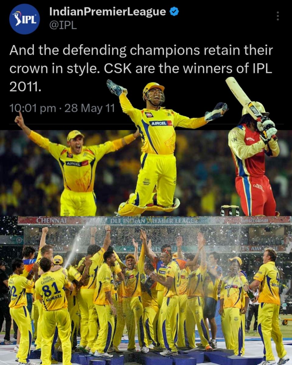 This Day 2011, We became the 1st team to defend the title in IPL that too in Anbuden 💛 

#WhistlePodu #CSK