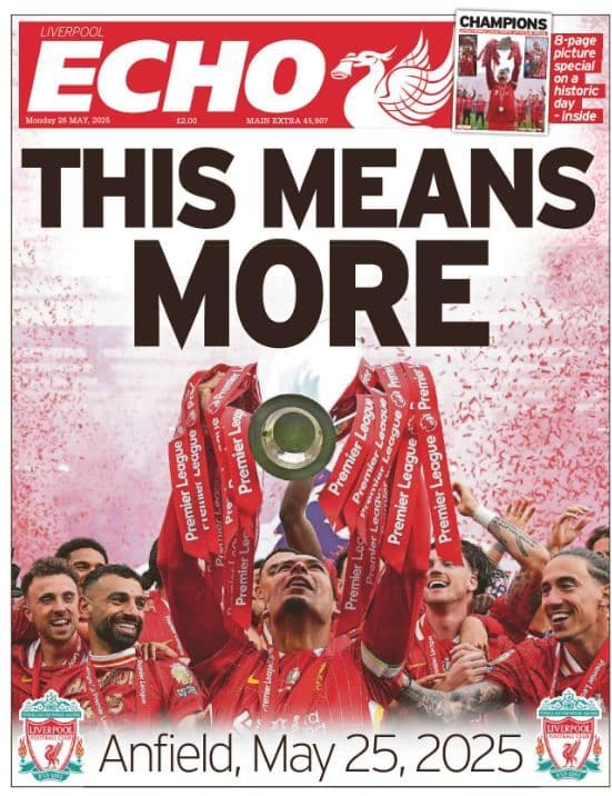 Liverpool Echo Monday 26th May 2025 #LFC #LFCChampions available to order via the link 👇
shop.regionalnewspapers.co.uk/liverpool-echo…