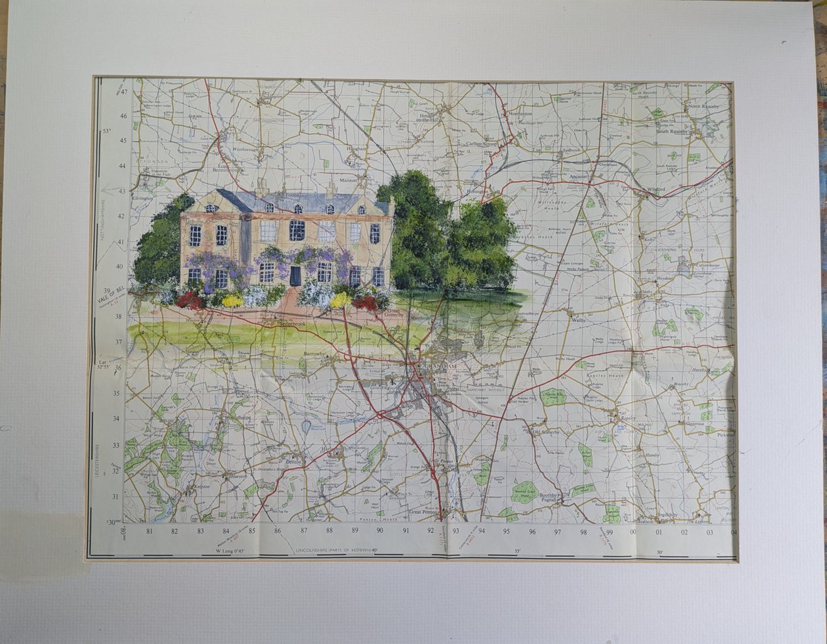 Just finished today. Grantham House #Grantham #Lincolnshire painted on an original #VintageMap from 1963
For sale once it's been scanned and got a new mount.
#LincsConnect <a href="/MGGA_Lincs/">Make Grantham Great Again - MGGA</a> #ElevensesHour #MHHSBD