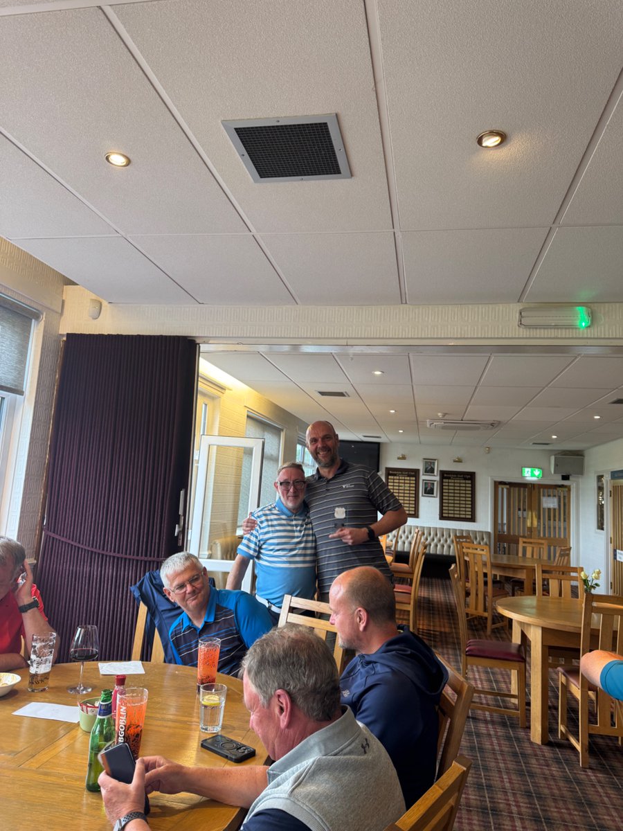 BAGS1977's tweet photo. It’s taken a while to get the Twitter up and running again!  

Great round at @BrookdaleGC on Friday

Chris Perkins won with a solid 38, utilising his massive handicap!!  

Nearest the pins to Perks and the Captain! 

See you all next month. https://t.co/UfAnfado1F