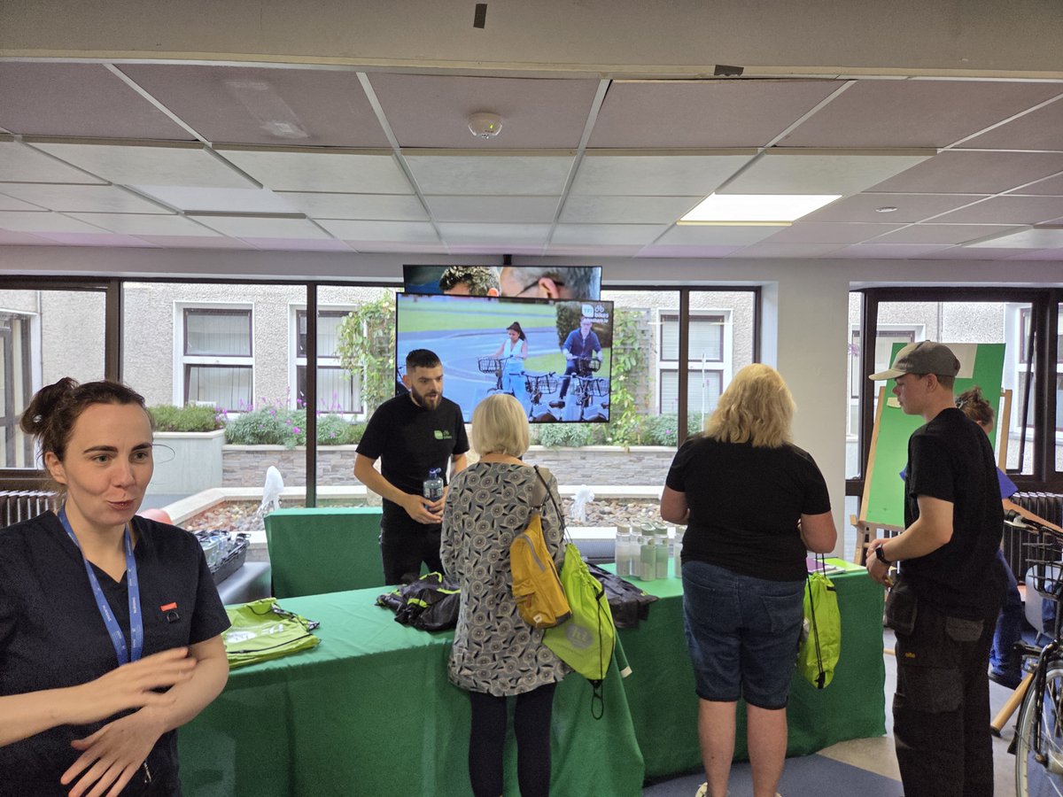 Health &amp; Wellbeing <a href="/uhw/">uhw</a> always on top of the game, today we were delighted to have @TFI bikes set up with a fleet of bikes &amp; Altitude giving advice on looking after your bike. Are you a speedy spinner? lots of prizes and giveaways today until 2pm <a href="/HSEDubSouthEast/">HSE Dublin and South East</a>
