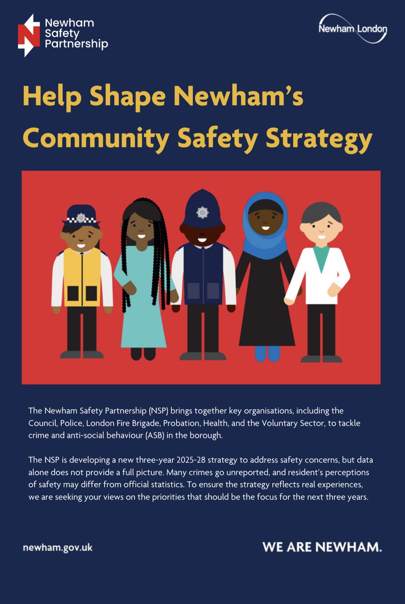 What are your thoughts on how we can make our area a safer place to live? Newham Council are producing a new Safety Partnership Plan and they’d love to hear your thoughts. Fill out the survey at - newhamco-create.co.uk/en/projects/ne…