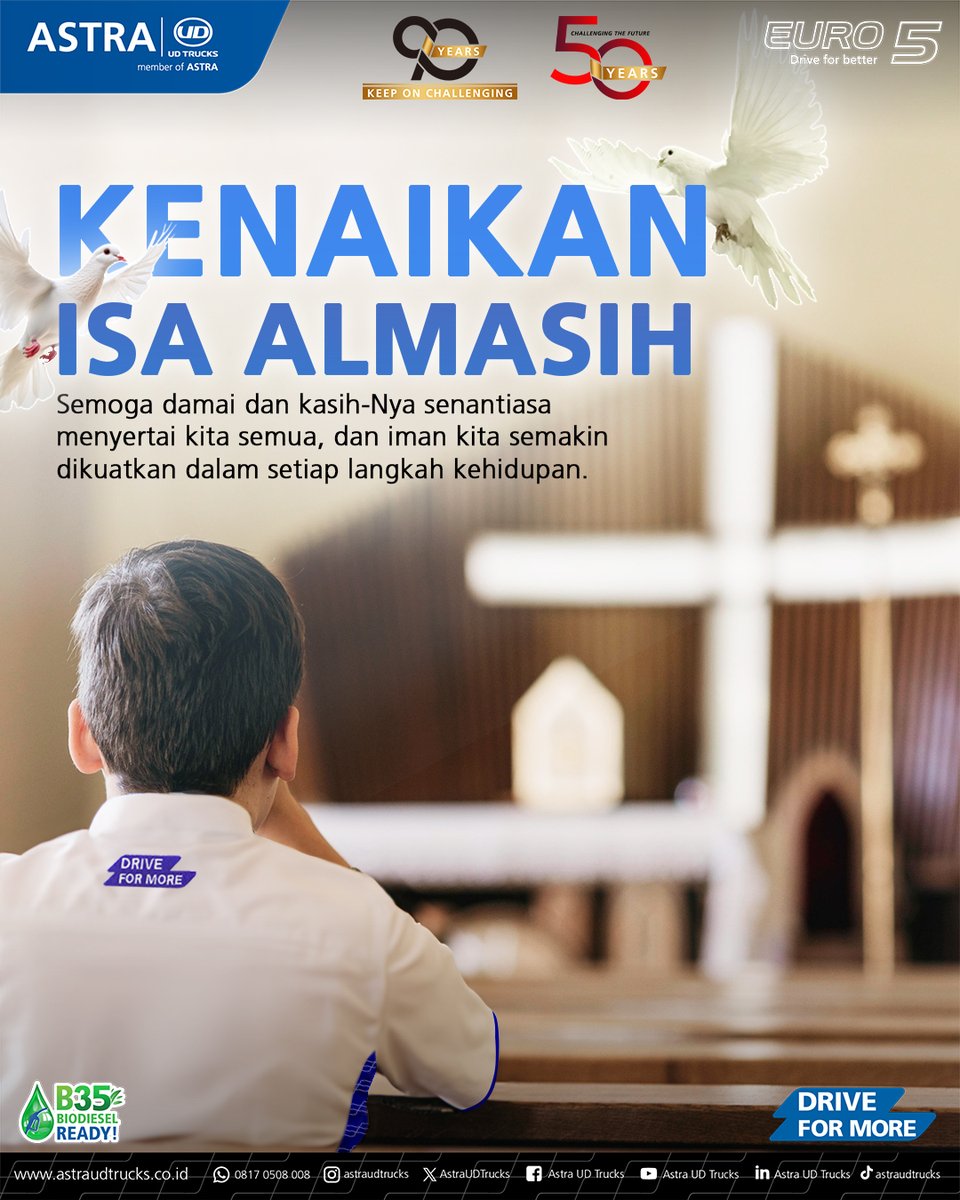 AstraUDTrucks's tweet photo. Hallo UD Truckers,

Hari Kenaikan Isa Almasih adalah momen refleksi dan pengharapan.

Semoga kita senantiasa diberi kekuatan dan damai dalam menjalani hidup.

#Kenaikan #IsaAlmasih https://t.co/dE39zqOE7i
