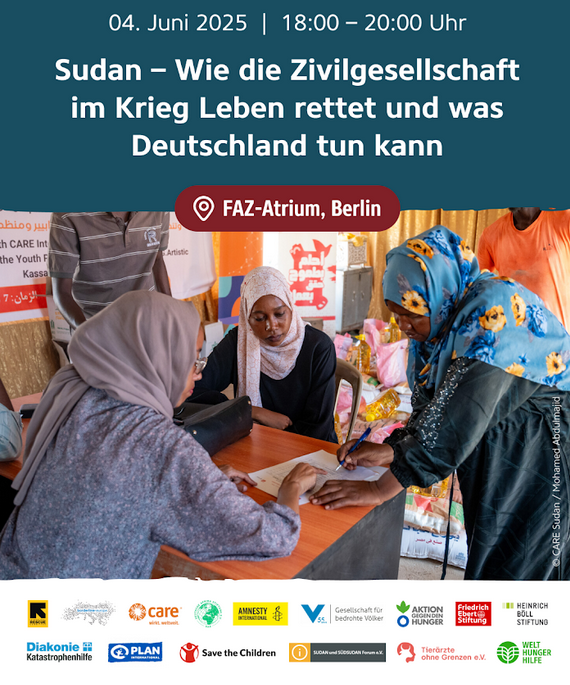 #KeepEyesOnSudan in #Berlin on June 4:
"The role of Civil Society &amp; Germany" with <a href="/RishmawiMona/">Mona Rishmawi</a> (UN Fact-Finding Mission #Sudan), MP <a href="/derya_tn/">Derya Türk-Nachbaur</a>, <a href="/hajooj/">hajooj kuka</a>  (ERR #Khartoum)
Fatima Ahmed <a href="/ZwdSudan/">Zenab For Women in Development</a>, Anita Ohl-Meyer <a href="/GermanyDiplo/">GermanForeignOffice</a>, <a href="/GerritKurtz/">Gerrit Kurtz</a>  &amp; <a href="/AnnaDushime/">Anna Dushime</a>: 
myconvento.com/public/event_r…