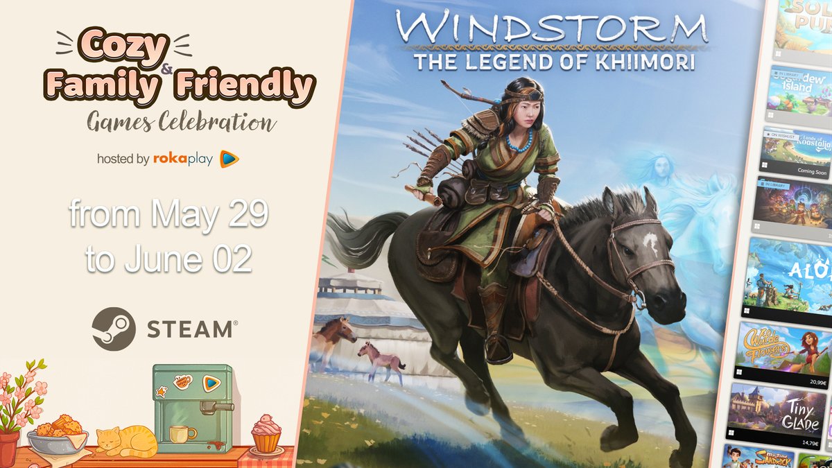 We're part of this year's Cozy &amp; Family Friendly Games Celebration 2025 on Steam! ☕

Big kudos to our friends and organizer <a href="/rokaplayHQ/">rokaplay | Cozy & Family Friendly Games</a> ❤️

The <a href="/cozycelebration/">☕ Cozy Games Celebration</a> takes place from May 29 until June 02!

Wishlist Windstorm: The Legend of Khiimori on Steam, Epic or PlayStation.