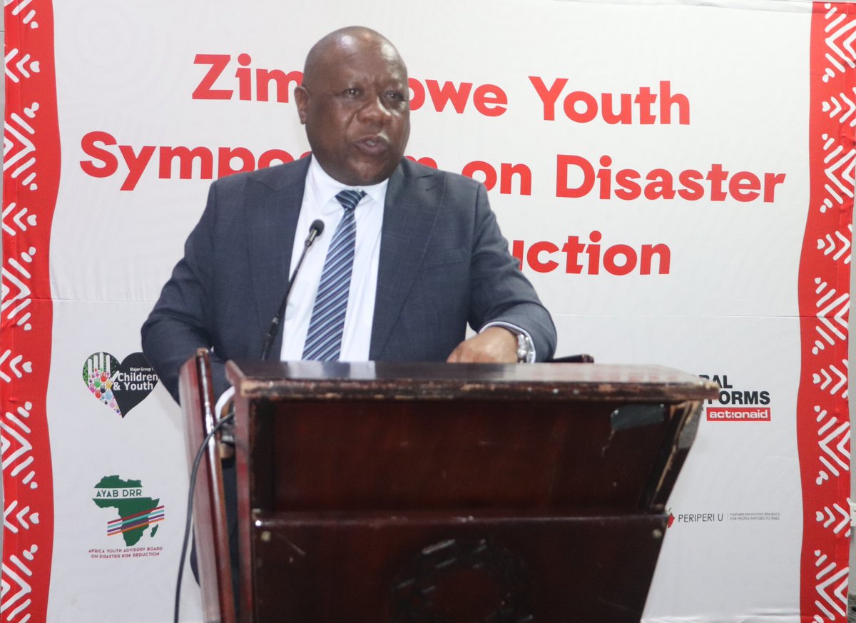 Permanent Secretary in the <a href="/myedvt/">Min of Youth Empowerment, Dev and Voc Training</a> ,Mr S Mhlanga, in his remarks highlighted that if youths are well-trained &amp; mobilized, they can be champions for disaster mitigation.They are well-positioned to lead climate action, champion early warning systems &amp; support recovery efforts
#DRR