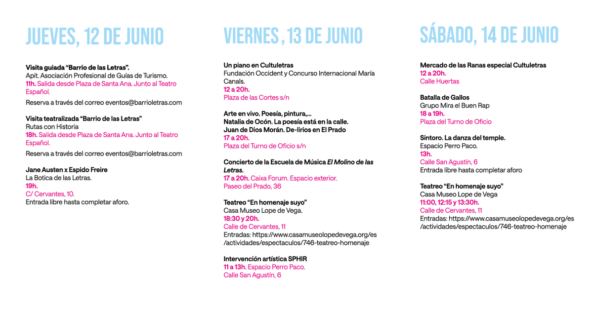 Barriolasletras's tweet photo. artesanales, exhibiciones de esgrima, exposiciones, talleres, microteatro, concursos, rutas con historia, conciertos, actividades infantiles y familiares,… Todo ello durante 4 días
Albergará una edición especial del Mercado de las Ranas, el sábado 14 de junio en la Calle Huertas https://t.co/IwEih1Abc7