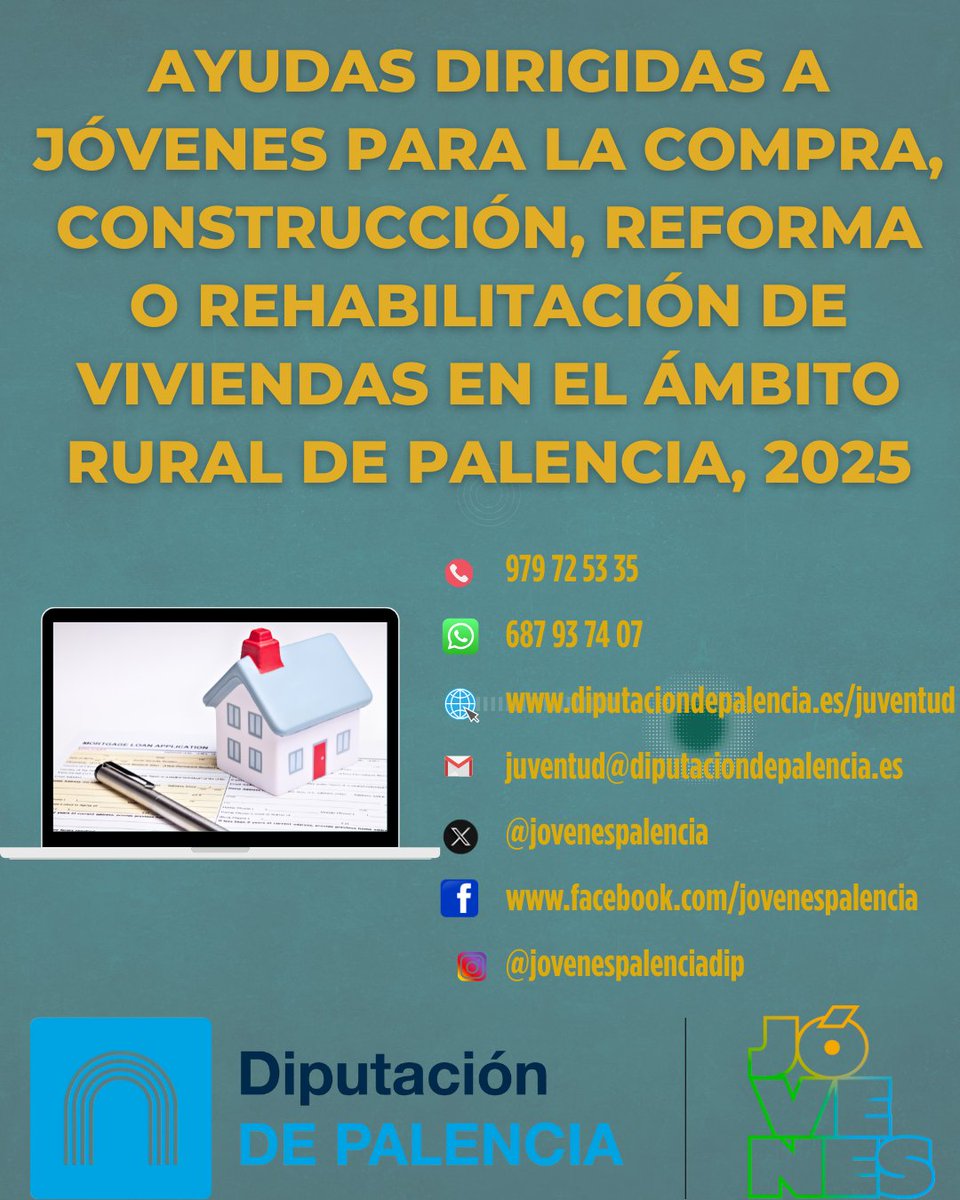 Abierto el plazo de solicitud de las Ayudas dirigidas a jóvenes para la compra, construcción, reforma y/o rehabilitación de viviendas en el ámbito rural de Palencia, 2025, más información diputaciondepalencia.es/sitio/juventud… #ayudasviviendajóvenes
#viviendarural
#viviendajoven