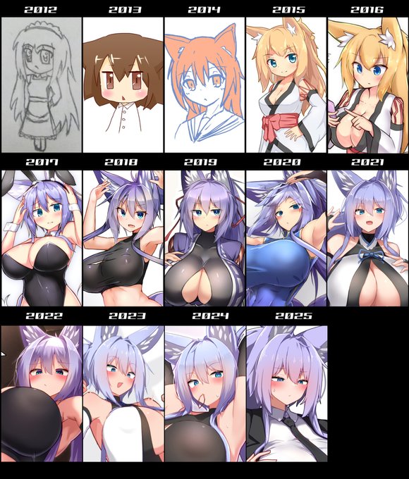 ②絵描き歴
ホントの本当に描き始めてからだと14年目
インターネットに絵を上げて描く頻度上げてから数えると11年目
絵描き趣味とは離れたり近づいたりを何度も繰り返しつつよく続いてるなって思います 見てくれてる人がいるお陰かなって 