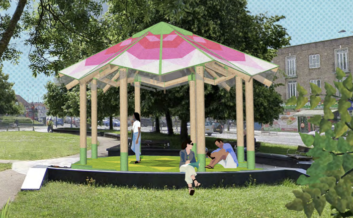 Very excited about the prospect of a bandstand at Fair Green this summer (and into the future). Architect <a href="/CharlesHollArch/">CharlesHollandArch</a> is highly respected and their design is contemporary and bright. Just what we need to bring new ideas and new activities to #MitchamVillage.