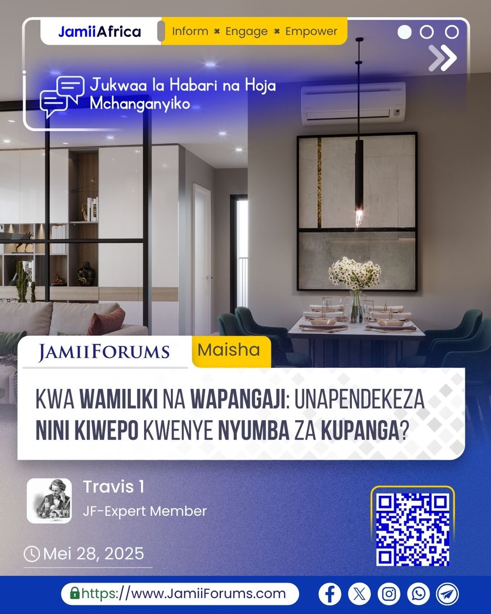 JamiiForums's tweet photo. Mdau unapendekeza kitu gani kiwepo kwenye Nyumba za kupanga ambacho ni cha muhimu kwaajili ya Wapangaji?
Mjadala zaidi https://t.co/GbzxRoiOd4
#JamiiForums #JamiiAfrica #Maisha #JFChitChats #JFStories https://t.co/ZxQ0xJP93x