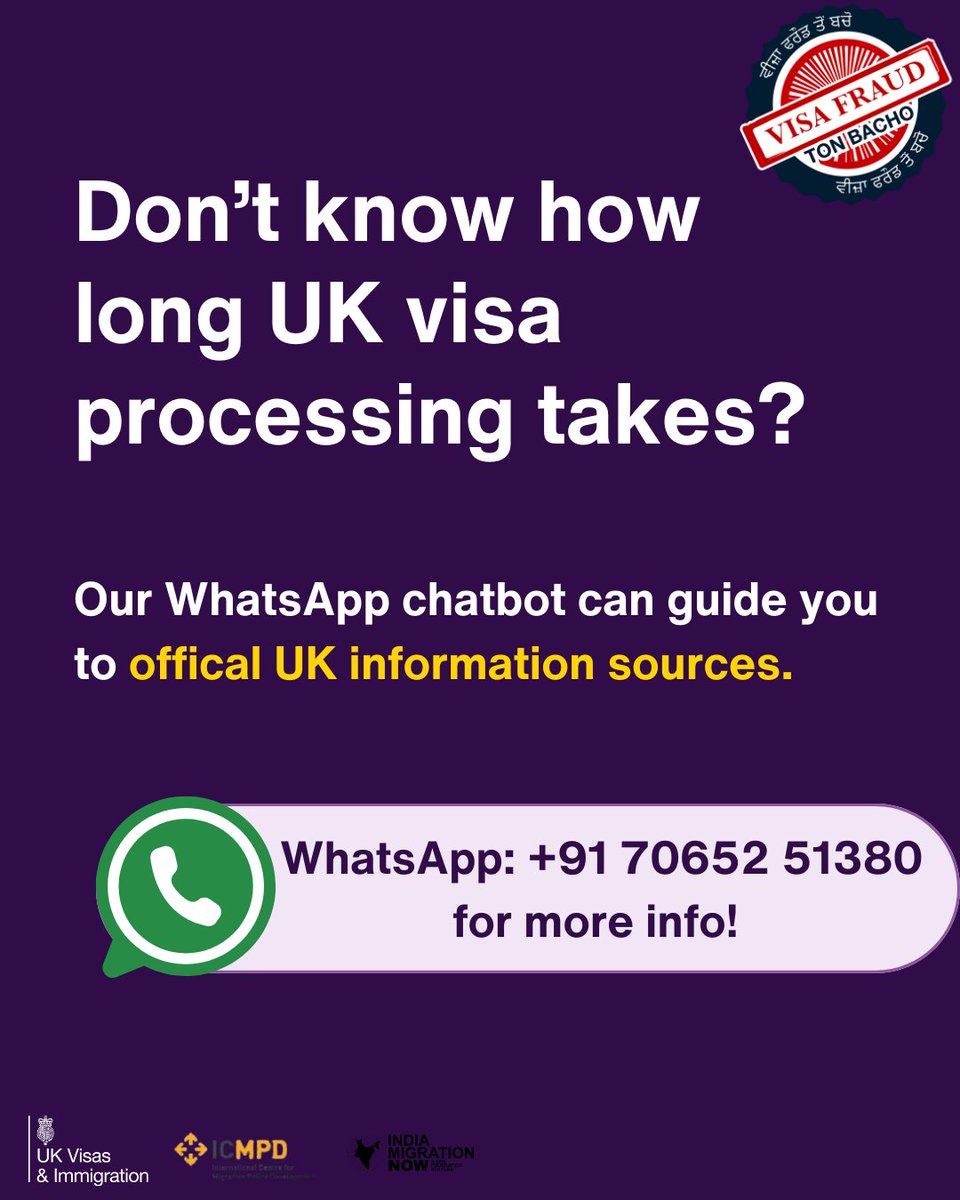 India Migration Now (@nowmigration) on Twitter photo Message our WhatsApp chatbot at +91 70652 51380
Available in English and Punjabi. Try it out now:
wa.me/917065251380?t…
ਸਾਡੇ ਵਟਸਐਪ ਚੈਟਬੋਟ +91 70652 51380 'ਤੇ ਮੈਸੇਜ ਕਰੋ।
ਅੰਗਰੇਜ਼ੀ ਅਤੇ ਪੰਜਾਬੀ ਵਿਚ ਉਪਲਬਧ । ਹੁਣੇ ਕੋਸ਼ਿਸ਼ ਕਰੋ: wa.me/917065251380?t…
<a href="/UKinIndia/">UK in India🇬🇧🇮🇳</a>
<a href="/BudapestProcess/">ICMPD Silk Routes</a> Message our WhatsApp chatbot at +91 70652 51380
Available in English and Punjabi. Try it out now:
wa.me/917065251380?t…
ਸਾਡੇ ਵਟਸਐਪ ਚੈਟਬੋਟ +91 70652 51380 'ਤੇ ਮੈਸੇਜ ਕਰੋ।
ਅੰਗਰੇਜ਼ੀ ਅਤੇ ਪੰਜਾਬੀ ਵਿਚ ਉਪਲਬਧ । ਹੁਣੇ ਕੋਸ਼ਿਸ਼ ਕਰੋ: wa.me/917065251380?t…
<a href="/UKinIndia/">UK in India🇬🇧🇮🇳</a>
<a href="/BudapestProcess/">ICMPD Silk Routes</a>