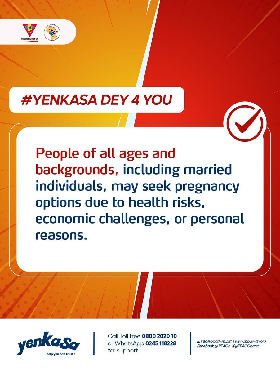 There are many reasons why anyone may seek pregnancy options. All we can do is be available to provide support in any way needed.  #yenkasadey4you
#helpyoucantrust #Selfcare #SRHRTruths