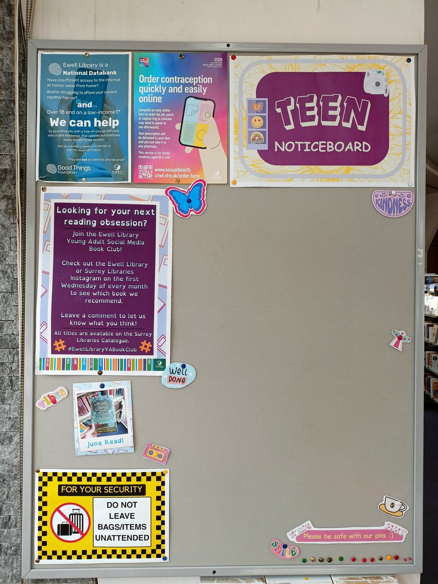 EwellLib's tweet image. Check out our updated Teen Hangout Area & Teen Noticeboard this half term! ๐ฑ
Promote yourself, find like-minded teens, or even leave secret messages for your friends. ๐ค Relax in our comfortable chairs & study with friends๐
Respect the space and have fun!
