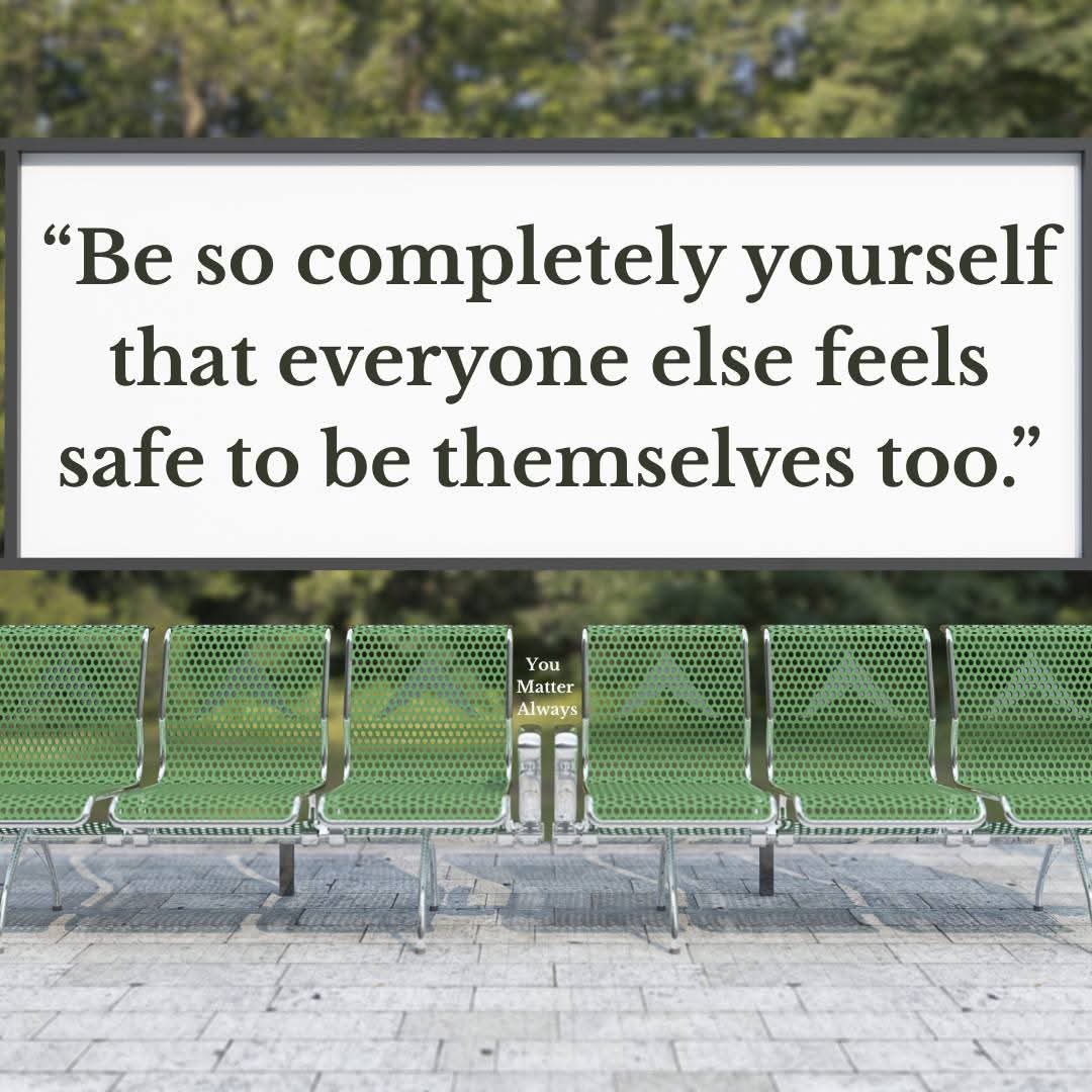 SuzieYMA's tweet image. Hello you wise bunch, today's #Wisewordswednesday reminder is to just...BE YOU 💜💜💜

"Be so completely yourself that everyone else feels safe to be themselves too" 💜💜💜 #YouMatterAlways #justbeyou #justbeyourself #whoyouarematters #bereal #authenticity #WednesdayWisdom