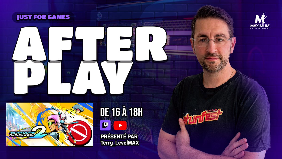 RDV à 16h sur la chaine de <a href="/MaxEnt_FR/">Maximum Entertainment France</a> pour un #AfterPlay sur #Windjammers2 la bagarre !!
Peut être après on enchainera sur la conf 
Twitch : twitch.tv/justforgamesfr
Youtube : youtube.com/watch?v=TsU_Lz…