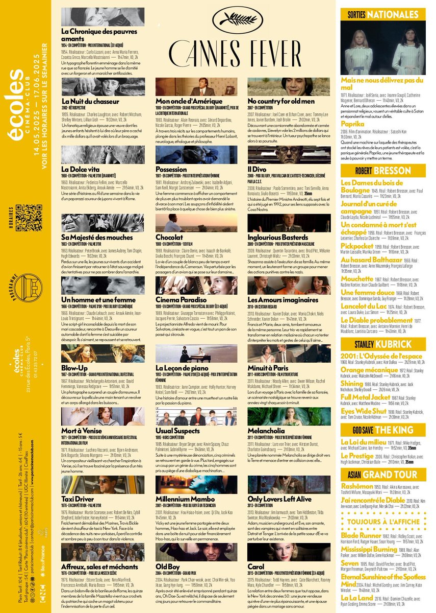 Paris Cinéma Club (@pariscinemaclub) on Twitter photo Toujours à l'affiche cette semaine, notre cycle consacré aux plus beaux films passés par le <a href="/Festival_Cannes/">Festival de Cannes</a> ! Entre LES 400 COUPS de #FrançoisTruffaut, AFTER HOURS de #MartinScorsese, LA LEÇON DE PIANO de #JaneCampion, vous trouverez bien votre bonheur !
pariscinemaclub.com/programmation-… Toujours à l'affiche cette semaine, notre cycle consacré aux plus beaux films passés par le <a href="/Festival_Cannes/">Festival de Cannes</a> ! Entre LES 400 COUPS de #FrançoisTruffaut, AFTER HOURS de #MartinScorsese, LA LEÇON DE PIANO de #JaneCampion, vous trouverez bien votre bonheur !
pariscinemaclub.com/programmation-…