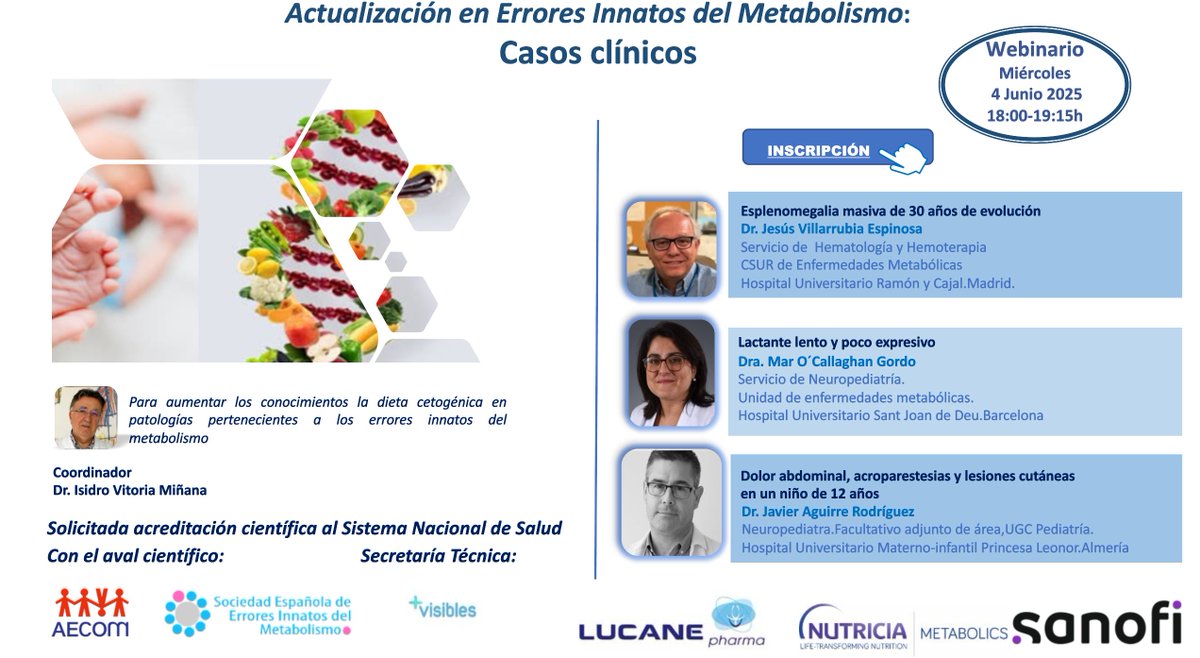 Campus Sanofi (@campussanofi) on Twitter photo 📚 𝗖𝗮𝘀𝗼𝘀 𝗰𝗹í𝗻𝗶𝗰𝗼𝘀 |𝗪𝗲𝗯𝗶𝗻𝗮𝗿𝗶𝗼 𝘀𝗼𝗯𝗿𝗲 𝗘𝗿𝗿𝗼𝗿𝗲𝘀 𝗜𝗻𝗻𝗮𝘁𝗼𝘀 𝗱𝗲𝗹 𝗠𝗲𝘁𝗮𝗯𝗼𝗹𝗶𝘀𝗺𝗼 (𝗘𝗜𝗠)
🔎Tres casos clínicos para profesionales sanitarios
👨⚕️Coordina Dr. Isidro Vitoria Miñana <a href="/DrIsidroVitoria/">Dr. Isidro Vitoria</a>
🧬Aval científico de <a href="/Aecom_EIM/">AECOM, Asociación Española para estudio de los ECM</a>, #SSEIM 📚 𝗖𝗮𝘀𝗼𝘀 𝗰𝗹í𝗻𝗶𝗰𝗼𝘀 |𝗪𝗲𝗯𝗶𝗻𝗮𝗿𝗶𝗼 𝘀𝗼𝗯𝗿𝗲 𝗘𝗿𝗿𝗼𝗿𝗲𝘀 𝗜𝗻𝗻𝗮𝘁𝗼𝘀 𝗱𝗲𝗹 𝗠𝗲𝘁𝗮𝗯𝗼𝗹𝗶𝘀𝗺𝗼 (𝗘𝗜𝗠)
🔎Tres casos clínicos para profesionales sanitarios
👨⚕️Coordina Dr. Isidro Vitoria Miñana <a href="/DrIsidroVitoria/">Dr. Isidro Vitoria</a>
🧬Aval científico de <a href="/Aecom_EIM/">AECOM, Asociación Española para estudio de los ECM</a>, #SSEIM
