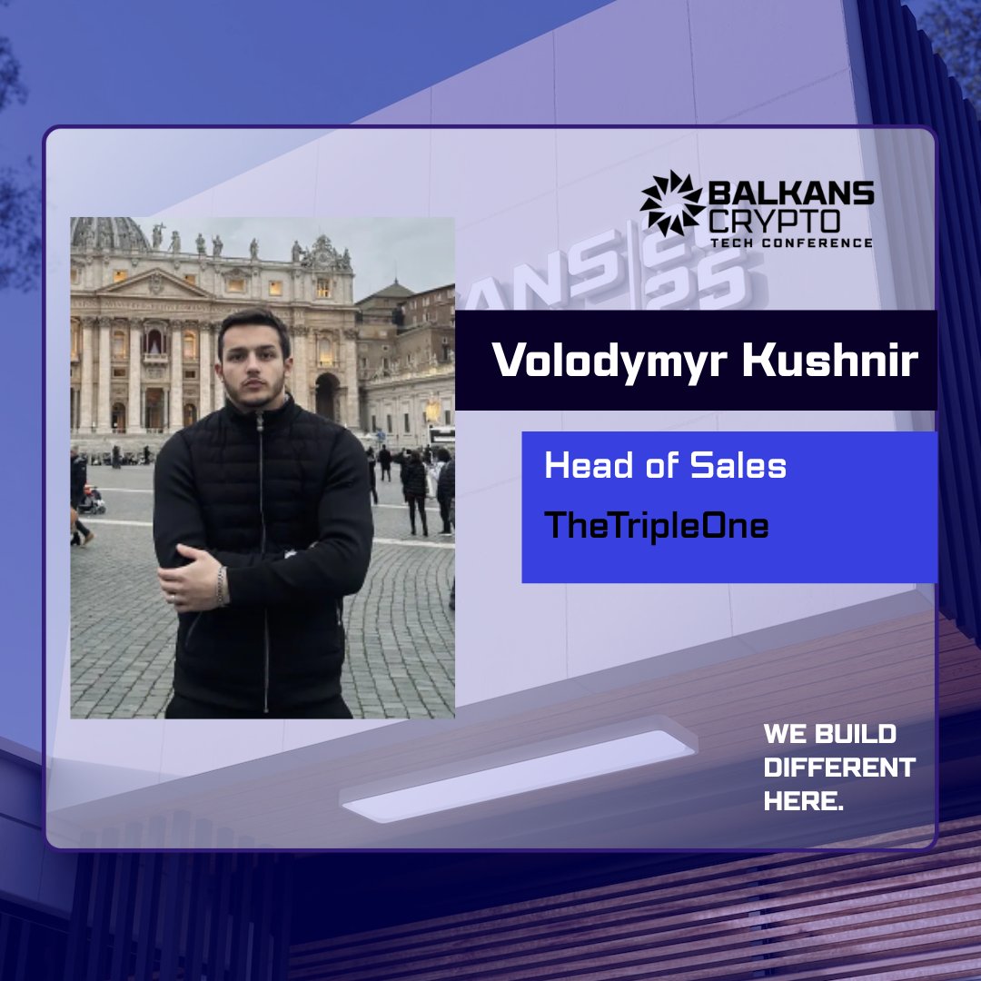 Balkans Crypto (@balkanscryptox) on Twitter photo We’re honored to welcome Volodymyr Kushnir, Head of Sales at <a href="/thetripledotone/">thetriple.one</a> , to the Balkans Crypto 2025 stage.
With over five years of experience in digital assets, trading, and client strategy, Volodymyr leads TheTripleOne’s efforts in providing liquidity and trading support We’re honored to welcome Volodymyr Kushnir, Head of Sales at <a href="/thetripledotone/">thetriple.one</a> , to the Balkans Crypto 2025 stage.
With over five years of experience in digital assets, trading, and client strategy, Volodymyr leads TheTripleOne’s efforts in providing liquidity and trading support