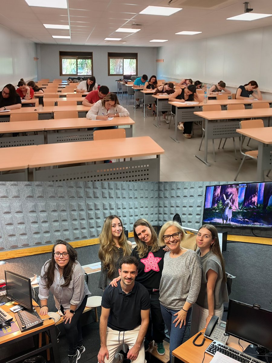 Los alumnos de Doblaje Audiovisual se despiden de la asignatura con un examen escrito. Sus dotes de locución, sincronización, ajuste y dirección ya las han demostrado sobradamente en las intensas prácticas de la asignatura. Hasta siempre!!!!!