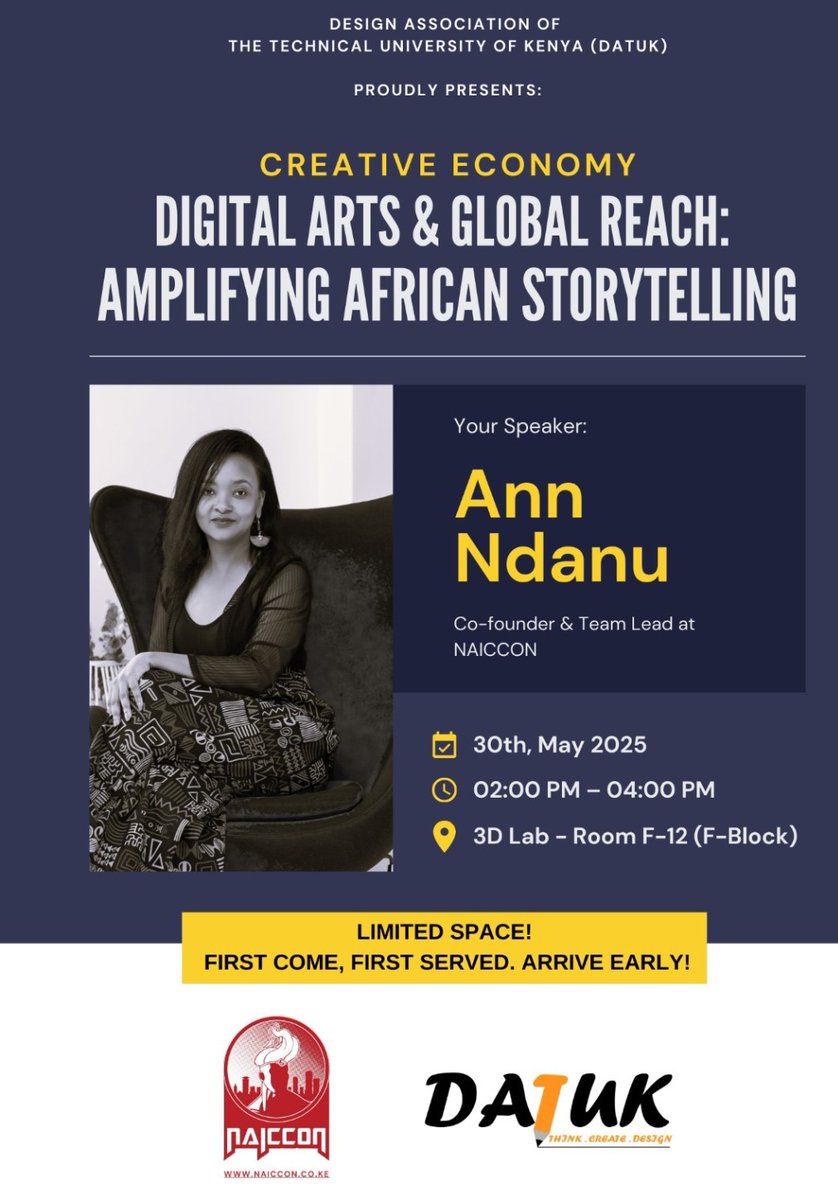 I am honored on the invitation to speak and share insights at Technical University of Kenya this Friday, on the transformative power of digital arts in amplifying African Voices.We'll explore how Creativity, Technology and Collaboration are driving African storytelling.