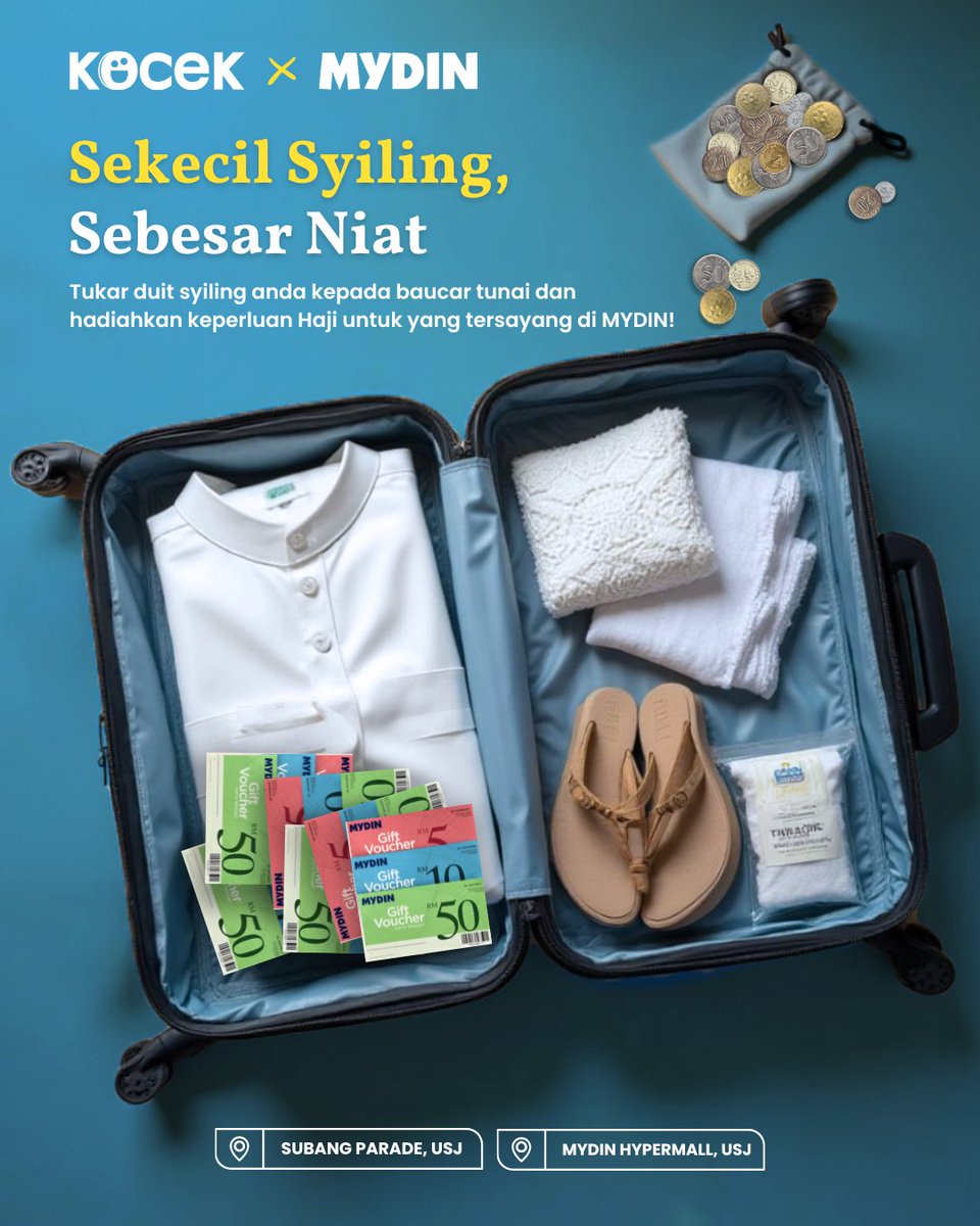 Syiling anda, niat yang suci 💙

Tukar kepada baucar MYDIN dan lengkapkan hadiah Haji Aidiladha.

#KOCEKxMYDIN #SyilingKeBaucar #Aidiladha2025