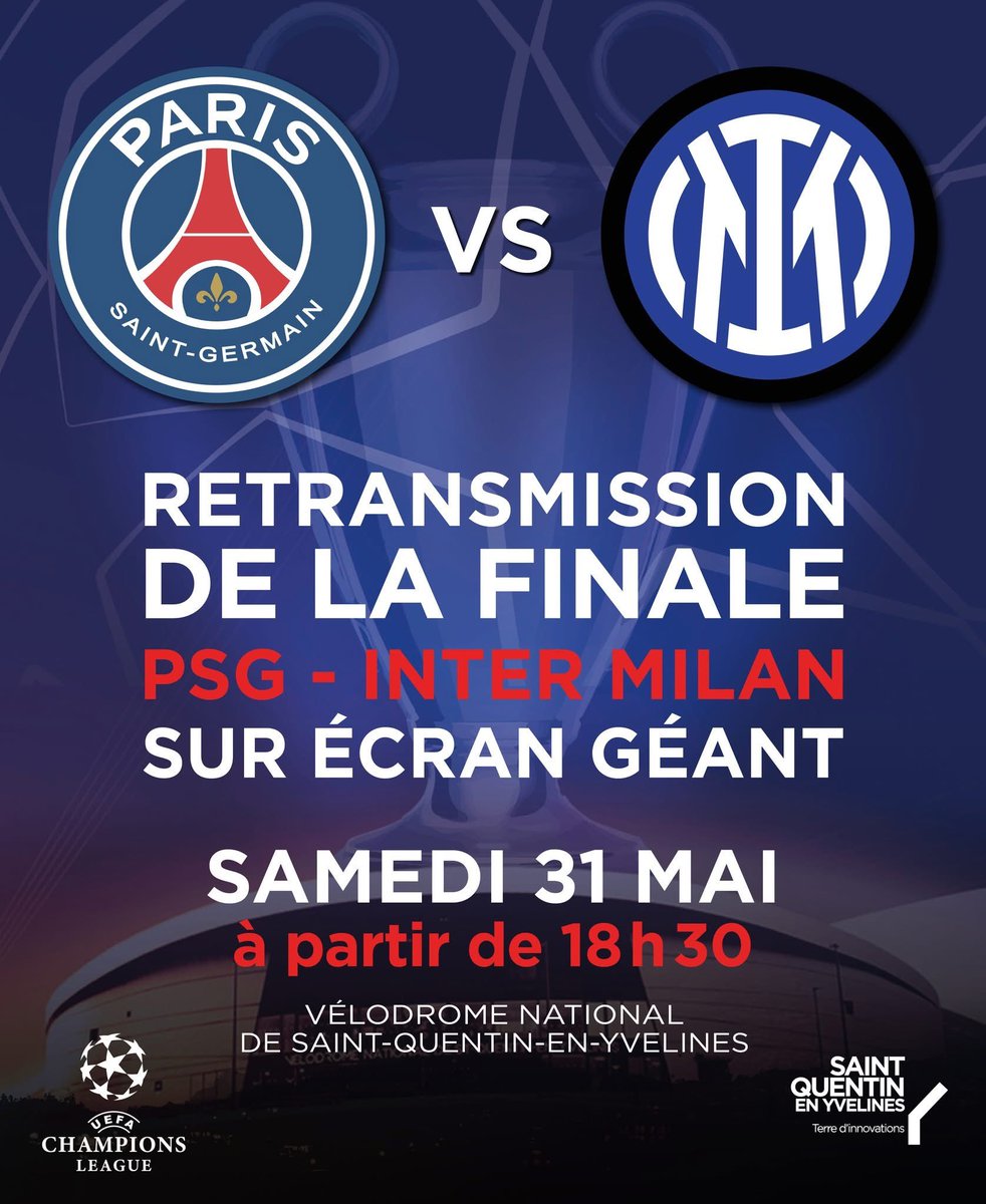 JBHamonic's tweet photo. #SQY ⚽️
Je serai samedi soir au @Velodrome_nat de @sqy, avec les Saint-Quentinois, pour la finale de la #ChampionsLeague et pour soutenir @PSG_inside ! 🔴🔵
#UCLfinal #PSGINT #ramenezlacoupealamaison 🏆 https://t.co/Q2aVtNTYyT