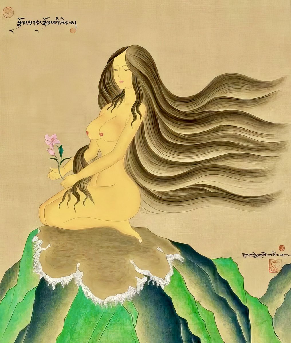 scoout's tweet image. ༄༅། །ཚོགས་འཁོར་ཚིམ་པ་དྲུག་ལྡན་གྱི་སྨོན་ལམ་དཔའ་བོ་དང་ཌཱ་ཀི་དགྱེས་པའི་གླུ་གར། །
Song and Dance to Delight the Ḍākas and Ḍākinīs
སྐྱེ་མཆེད་ལྷ་རྣམས་རྡོ་རྗེའི་གླུ་གར་དང་། །
With the sensory deities satisfied through vajra songs and dance,
བདེ་སྟོང་རོལ་མོའི་སྒྲ་ཡིས་ཉེར་ཚིམ་ནས། །
And…