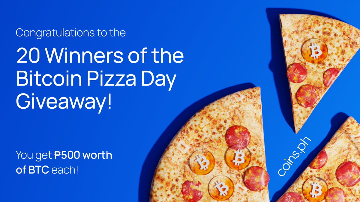 🎉 Congratulations to our 20 Bitcoin Pizza Day Winners! Each one will  receive ₱500 worth of Bitcoin 💰 Rewards will be dropping into your Coins  wallets by June 16, 2025. 💸 Winner list here 👉 https://t.co/rRqABm0CDc