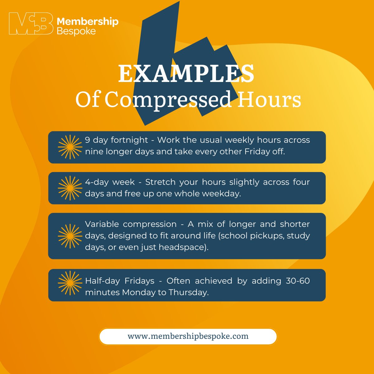 Considering compressed hours for your membership organisation?

You might want to check this article out for top tips, pros and cons.

bit.ly/43KPYKd

#membershipsector #associations #recruitment #talent #flexibleworking