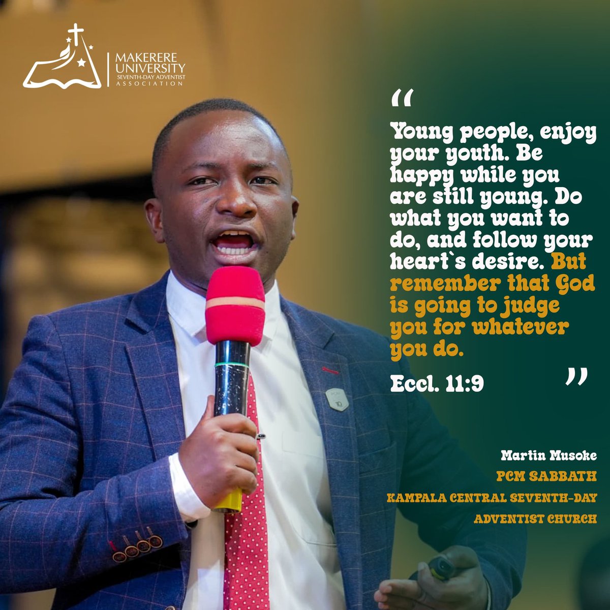 MUSDAA YOUTH (@musdaay) on Twitter photo Ecclesiastes 11:9
It's a remainder to the young people
#musdaayouth
#makerereuniversity
<a href="/sdakcc/">Kampala Central Seventh-day Adventist Church</a>
<a href="/SdaKyambogo/">SDA Kyambogo University</a> Ecclesiastes 11:9
It's a remainder to the young people
#musdaayouth
#makerereuniversity
<a href="/sdakcc/">Kampala Central Seventh-day Adventist Church</a>
<a href="/SdaKyambogo/">SDA Kyambogo University</a>
