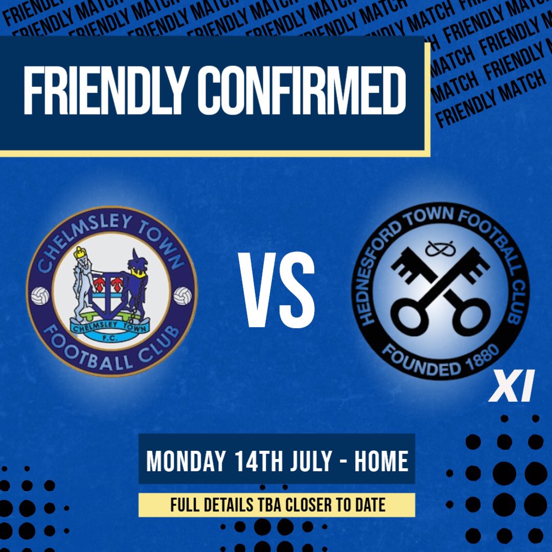 Chelmsley Town FC ๐ด๓ ง๓ ข๓ ฅ๓ ฎ๓ ง๓ ฟ (@chelmsleytown) on Twitter photo We are delighted to confirm our pre-season schedule 2025/2026
We host <a href="/Hednesford_Town/">Hednesford Town FC</a> XI We are delighted to confirm our pre-season schedule 2025/2026
We host <a href="/Hednesford_Town/">Hednesford Town FC</a> XI