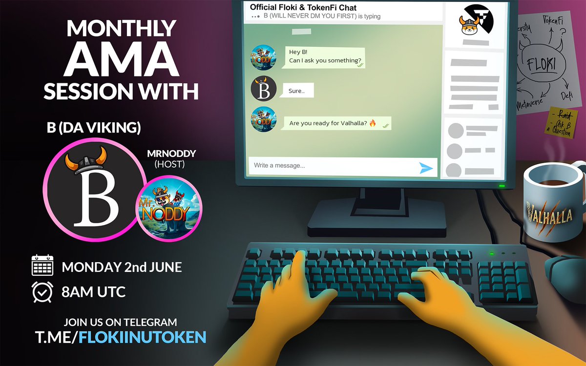 FLOKI (@realflokiinu) on Twitter photo We invite you to another monthly AMA with our Core advisor, <a href="/100bviking/">B (Da Viking)</a>, to discuss all things $FLOKI / $TOKEN!
🗓: Monday, June 2, 8AM UTC
📌: t.me/FlokiInuToken
Please leave your questions in the form. Each selected question wins $100 USDT on the BSC. 👇 We invite you to another monthly AMA with our Core advisor, <a href="/100bviking/">B (Da Viking)</a>, to discuss all things $FLOKI / $TOKEN!
🗓: Monday, June 2, 8AM UTC
📌: t.me/FlokiInuToken
Please leave your questions in the form. Each selected question wins $100 USDT on the BSC. 👇