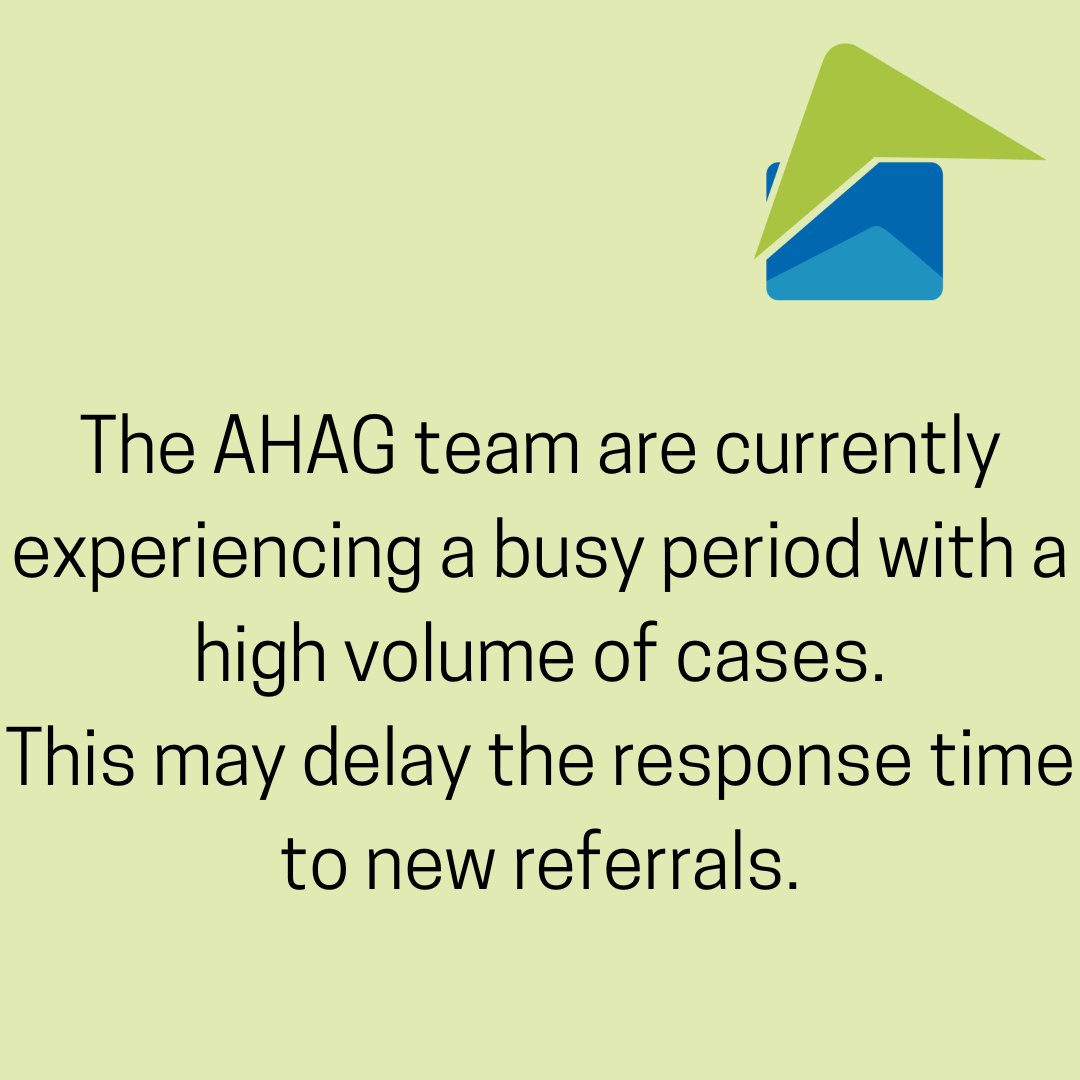 AhagInfo's tweet image. Due to a rise in homeless cases, the team are taking a little longer to respond to new referrals and enquiries.
In this busy period, your patience is greatly appreciated.
You may find some helpful information on our website using the link below:
ahag.org.uk/index.php/need…
