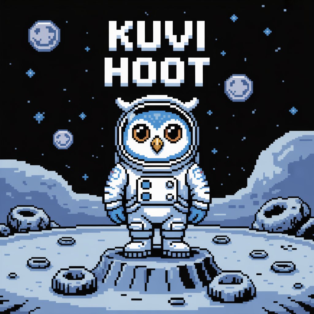 🚀🌕 Meet KUVI – the bravest hooter in the galaxy!
Exploring new moons, dropping wisdom, and always yelling HOOT in style.
Pixel-perfect and mission-ready. 🦉✨
#Kuvi #Web3 #OwlG
