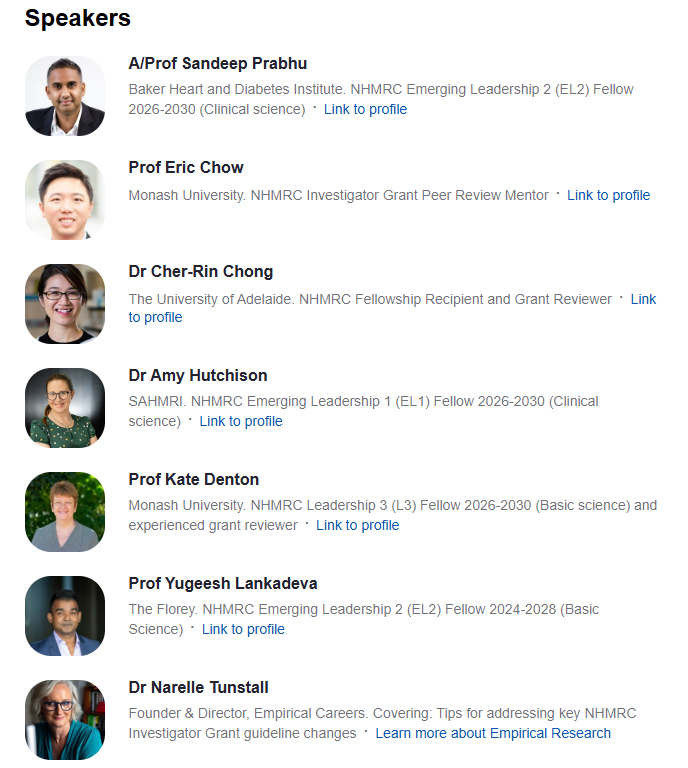 Dr Lachlan Dalli (@lachlandalli) on Twitter photo 🗣️Speakers announced:
EMCRs do not miss out on this all-star line up
Learn tips to support your NHMRC Investigator Grant Application
Proudly brought to you by:
<a href="/VicCVRN/">Victorian CVRN</a> <a href="/SACVRN/">SA CVRN</a> <a href="/heartfoundation/">Heart Foundation</a> 🗣️Speakers announced:
EMCRs do not miss out on this all-star line up
Learn tips to support your NHMRC Investigator Grant Application
Proudly brought to you by:
<a href="/VicCVRN/">Victorian CVRN</a> <a href="/SACVRN/">SA CVRN</a> <a href="/heartfoundation/">Heart Foundation</a>