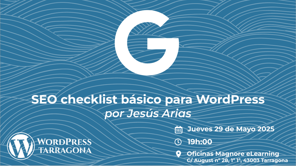 El objetivo es que cada asistente se lleve consejos útiles y aplicables desde el primer momento. Quién sabe si se me escapa algún truqui-consejo SEO. - meetup.com/wordpresstarra…