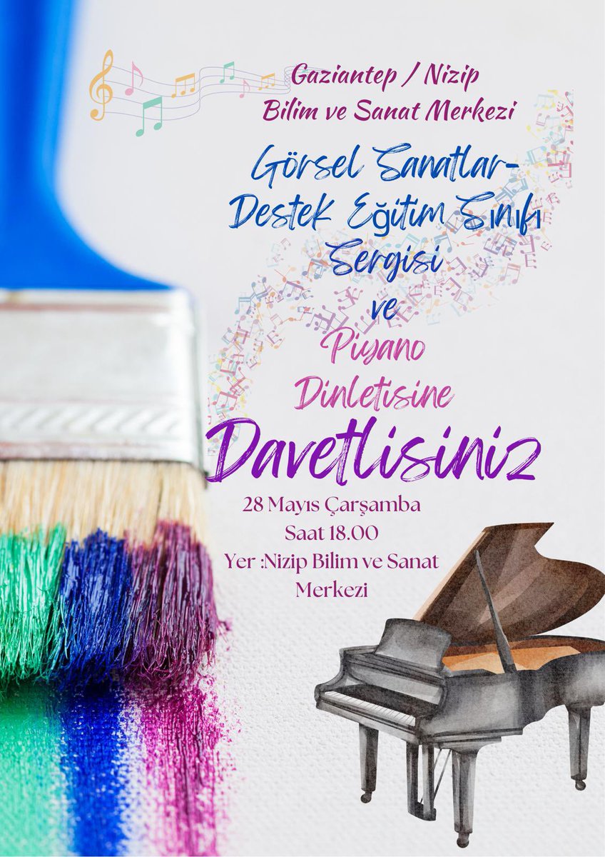 Nizip Bilim ve Sanat Merkezi yıl sonu sergisine davetlisiniz…
<a href="/NizipilceMEM/">Nizip İlçe Milli Eğitim Müdürlüğü</a> 
<a href="/Gaziantep_MEM/">Gaziantep İl Millî Eğitim Müdürlüğü</a>