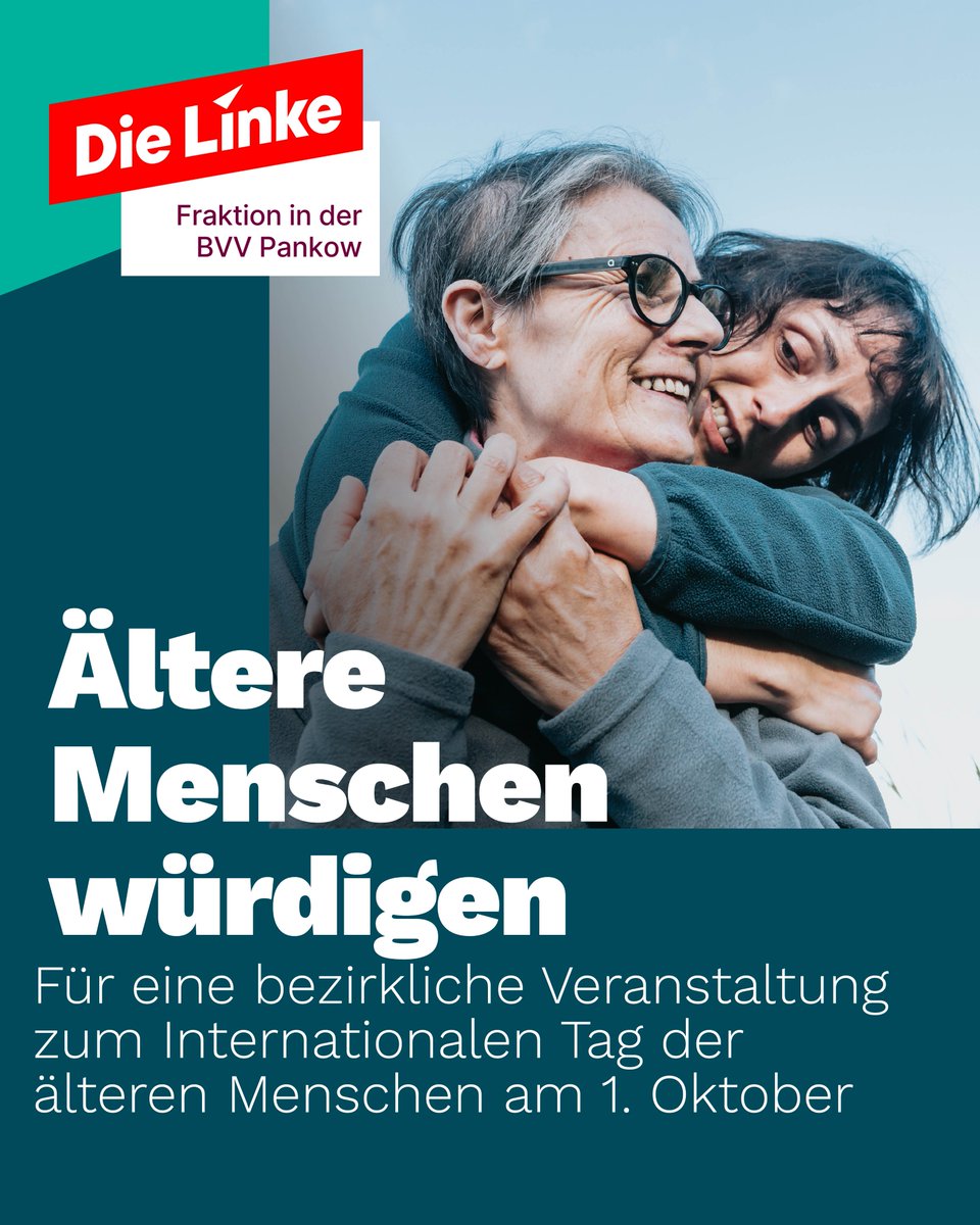 Pankow lebt vom Engagement seiner älteren Generation. Viele #Senior*innen bringen sich aktiv in Initiativen, Projekten &amp; Ehrenämtern ein. Der Internationale Tag der älteren Menschen am 1. Oktober wird künftig in #Pankow mit einer Veranstaltung begangen, um sie zu würdigen. 🎉