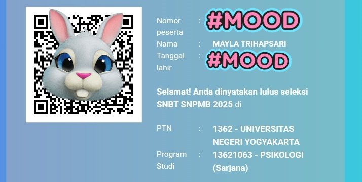 mayourney's tweet photo. TERIMA KASIHH YA ALLAHH😭😭 terima kasih untuk teman-teman yang sudah mendoakann. terima kasih kepada privat al-faiz, ttl indonesia, pak frans, otw kampus, brainest indonesiaa, dann lainnyaa. terima kasihh😭😭 masihh ngga nyangkaa😭😭 https://t.co/D6sQ4GnhO1