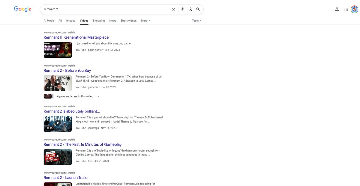 AndellDam's tweet image. On the "Videos" tab of the Google SERP, you can see the gray breadcrumbs offset from the title, thumbnail, and description.

Whereas before, everything was aligned.

See the before and after image.

#google #serp